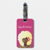 Zwarte Vrouw Vloeiend geniet van de reis, roze en  Bagagelabel (Achterkant verticaal)