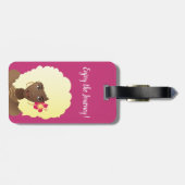 Zwarte Vrouw Vloeiend geniet van de reis, roze en  Bagagelabel (Achterkant horizontaal)