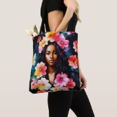 zwarte vrouw Waterverf bloemkunst Tote Bag (Dichtbij)