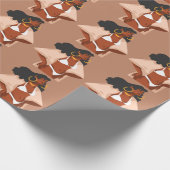 Zwarte Vrouw, witte Bikini, keizer klaar, bruin Cadeaupapier (Hoek)