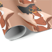 Zwarte Vrouw, witte Bikini, keizer klaar, bruin Cadeaupapier (Rol Hoek)