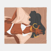 Zwarte Vrouw, witte Bikini, keizer klaar, bruin Fleece Deken (Voorkant (Horizontaal))