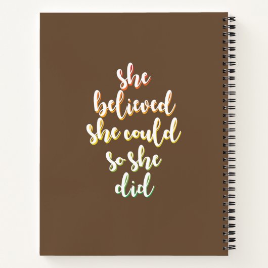Zwarte vrouw, ze geloofde dat ze dat kon, Brown Notitieboek (Achterkant)