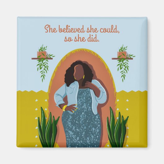 Zwarte vrouw, ze geloofde dat ze het kon, dus deed magneet (Voorkant)