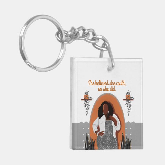 Zwarte vrouw, ze geloofde dat ze het kon, dus deed sleutelhanger (Voorkant Links)
