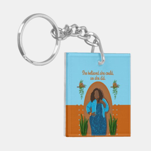 Zwarte vrouw, ze geloofde dat ze het kon, dus deed sleutelhanger (Voorkant Links)
