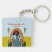 Zwarte vrouw, ze geloofde dat ze het kon, dus deed sleutelhanger (Achterkant)