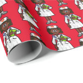 Zwarte vrouwelijke verpleegster cadeauverpakking cadeaupapier (Rol Hoek)