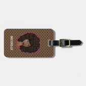 Zwarte vrouwen aanmoedigen, bruine pokadots bagagelabel (Voorkant horizontaal)