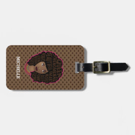 Zwarte vrouwen aanmoedigen, bruine pokadots bagagelabel