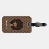 Zwarte vrouwen aanmoedigen, bruine pokadots bagagelabel (Achterkant horizontaal)