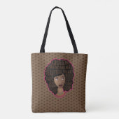 Zwarte vrouwen aanmoedigen, bruine polka dot tote bag (Achterkant)