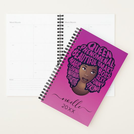 Zwarte vrouwen aanmoedigen, magenta planner (Display)