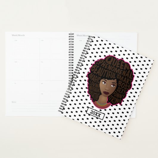 Zwarte vrouwen aanmoedigen | Zwart-witte stippen Planner (Display)