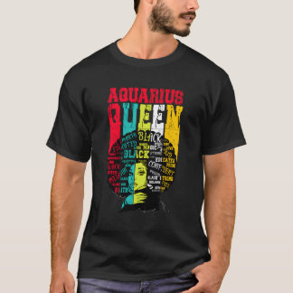 Zwarte Vrouwen Afro Hair Gift Aquarius Koningin Fe T-shirt