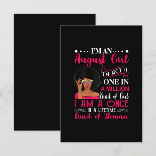 Zwarte Vrouwen Augustus Verjaardag Geschenken Ik B Kaart (Voorkant / Achterkant)