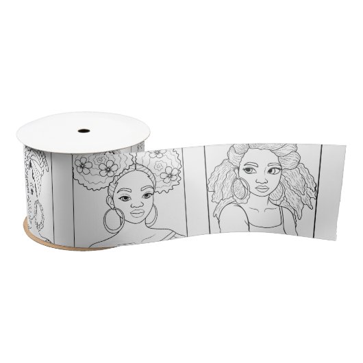 Zwarte vrouwen Beauty Satin Ribbon Satijnen Lint (Spoel)