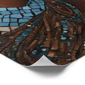 Zwarte Vrouwen Blauw Koper Mozaïek Gezicht Muur Ar Poster (Hoek)