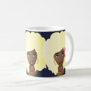 zwarte vrouwen, blond afro, geïrriteerde bloem bub koffiemok