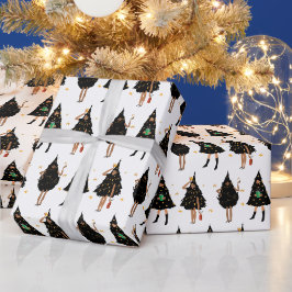 Zwarte vrouwen gekleed in de Zwarte kerstboomfeest Cadeaupapier