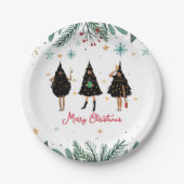 Zwarte vrouwen gekleed in de Zwarte kerstboomfeest Papieren Bordje (Voorkant)