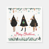 Zwarte vrouwen gekleed in de Zwarte kerstboomfeest Servet (Voorkant)