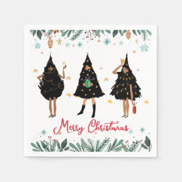 Zwarte vrouwen gekleed in de Zwarte kerstboomfeest Servet