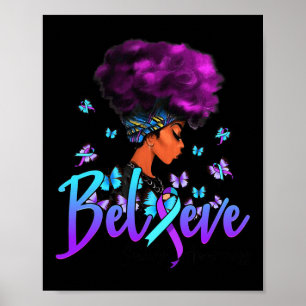 Zwarte vrouwen geloven Paarse en Blauwgroen lintze Poster