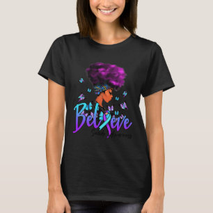 Zwarte vrouwen geloven Paarse en Blauwgroen lintze T-shirt