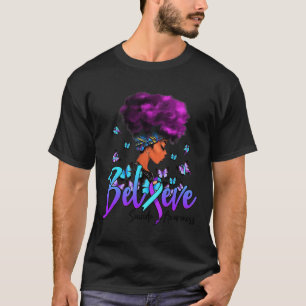 Zwarte vrouwen geloven Paarse en Blauwgroen lintze T-shirt