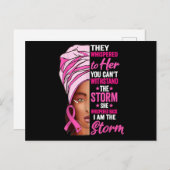 Zwarte vrouwen Ik ben Storm borstkanker Aankondigingskaart (Voorkant / Achterkant)