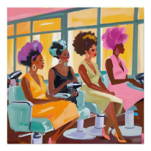 Zwarte vrouwen in de kapsalon perfect poster
