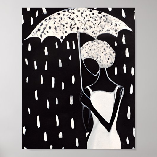 ZWARTE VROUWEN IN DE RIN MET EEN UMBRELLA POSTER (Voorkant)