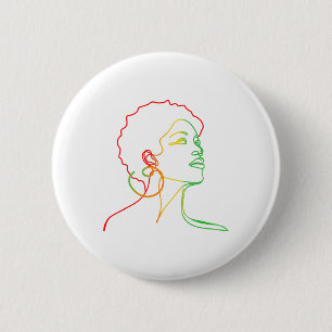 Zwarte vrouwen Juneteenth Face Abstracte kunst Mel Ronde Button 5,7 Cm