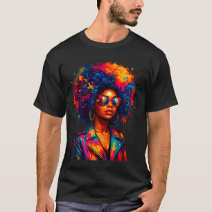 Zwarte Vrouwen Koningin Afro Afrikaanse Melanine D T-shirt