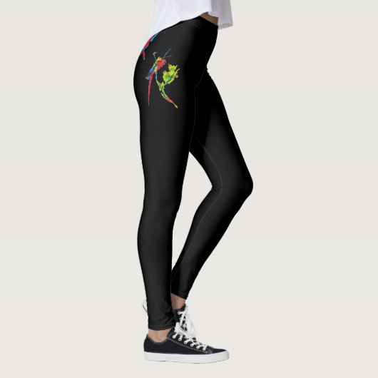 Zwarte Vrouwen Leggings met Parrot ontwerp (Rechts)