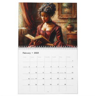 Zwarte Vrouwen Lezen Boeken Kunst Kalender