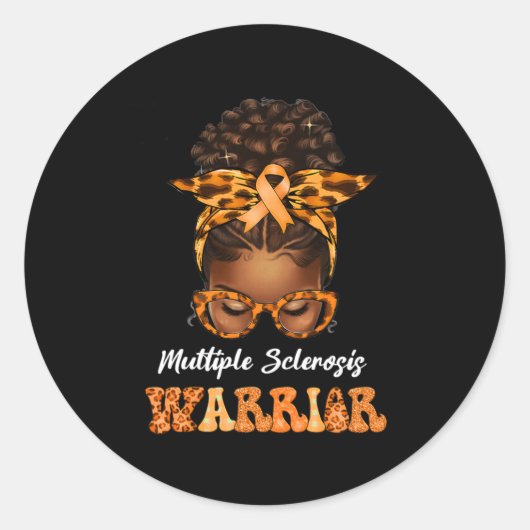 Zwarte Vrouwen Multiple Sclerose Bewustzijn Messy  Ronde Sticker (Voorkant)