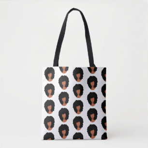 Zwarte vrouwen, natuurlijke haarafro tote bag