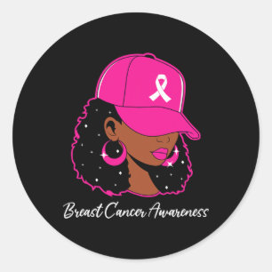 Zwarte Vrouwen Roze Borstkanker Bewustzijnsstrijde Ronde Sticker