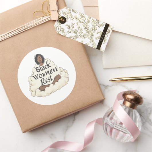 Zwarte Vrouwen Rusten Ronde Sticker (Geschenken)