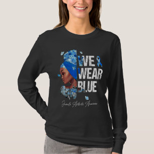 Zwarte Vrouwen We Draag Blauwe Juveniele Artritis T-shirt