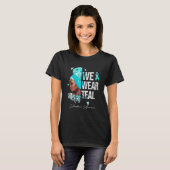 Zwarte vrouwen We Draag Blauwgroen scleroderma bew T-shirt (Voorkant volledig)