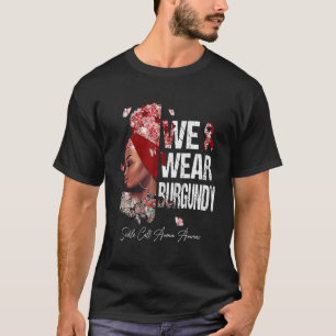 Zwarte vrouwen We Draag Bourgondië sikkelcelanemie T-shirt