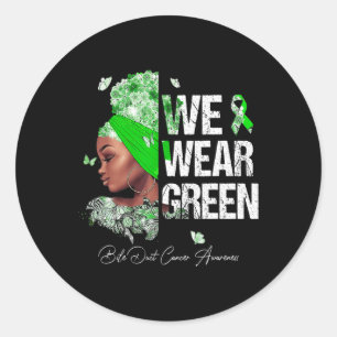Zwarte Vrouwen We Draag Groene Galweg Kanker Aware Ronde Sticker