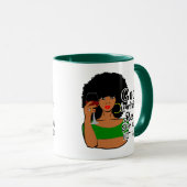 Zwarte vrouwen, zwarte koningin, Afro, God zit in  Mok (Voorkant rechts)