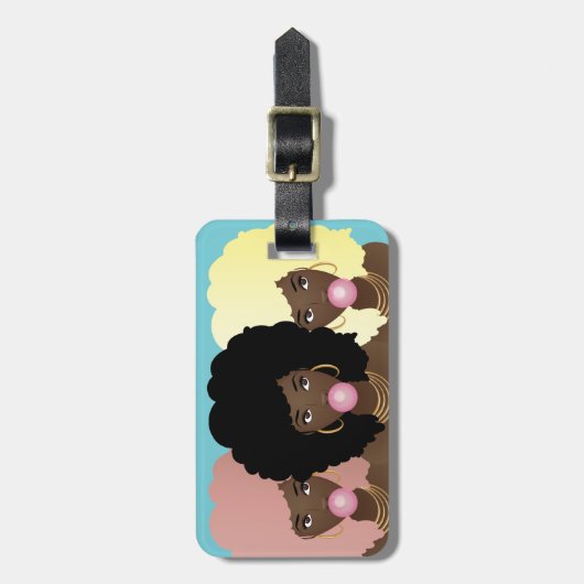 Zwarte Vrouwenvrienden, Bubblegum, Natuurlijke HAA Bagagelabel (Voorkant verticaal)