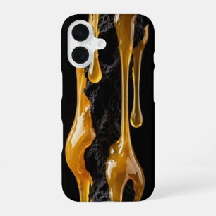 Zwarte vulkanische steen Gouden iPhone Hoes 16 Hoesje