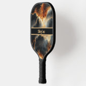 Zwarte Vurige Kosmos Gepersonaliseerde Pickleball  Pickleball Paddle (Links)