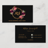 Zwarte vuurwapens gouden monogram sociale media visitekaartje (Voorkant / Achterkant)